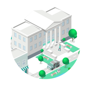 Isometric government building SmartCity illustration for Rubicon