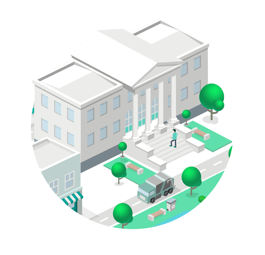 Isometric government building SmartCity illustration for Rubicon
