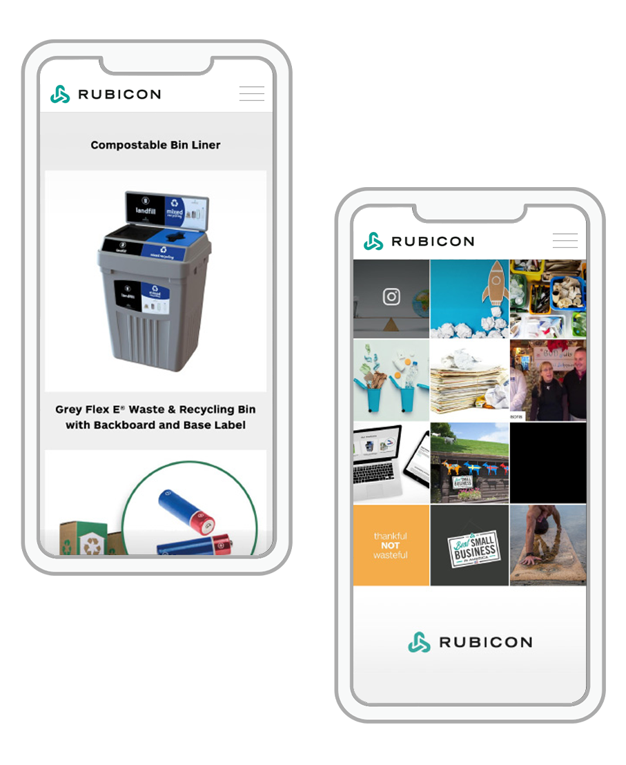 Rubicon store responsive website design shown on mobile phones