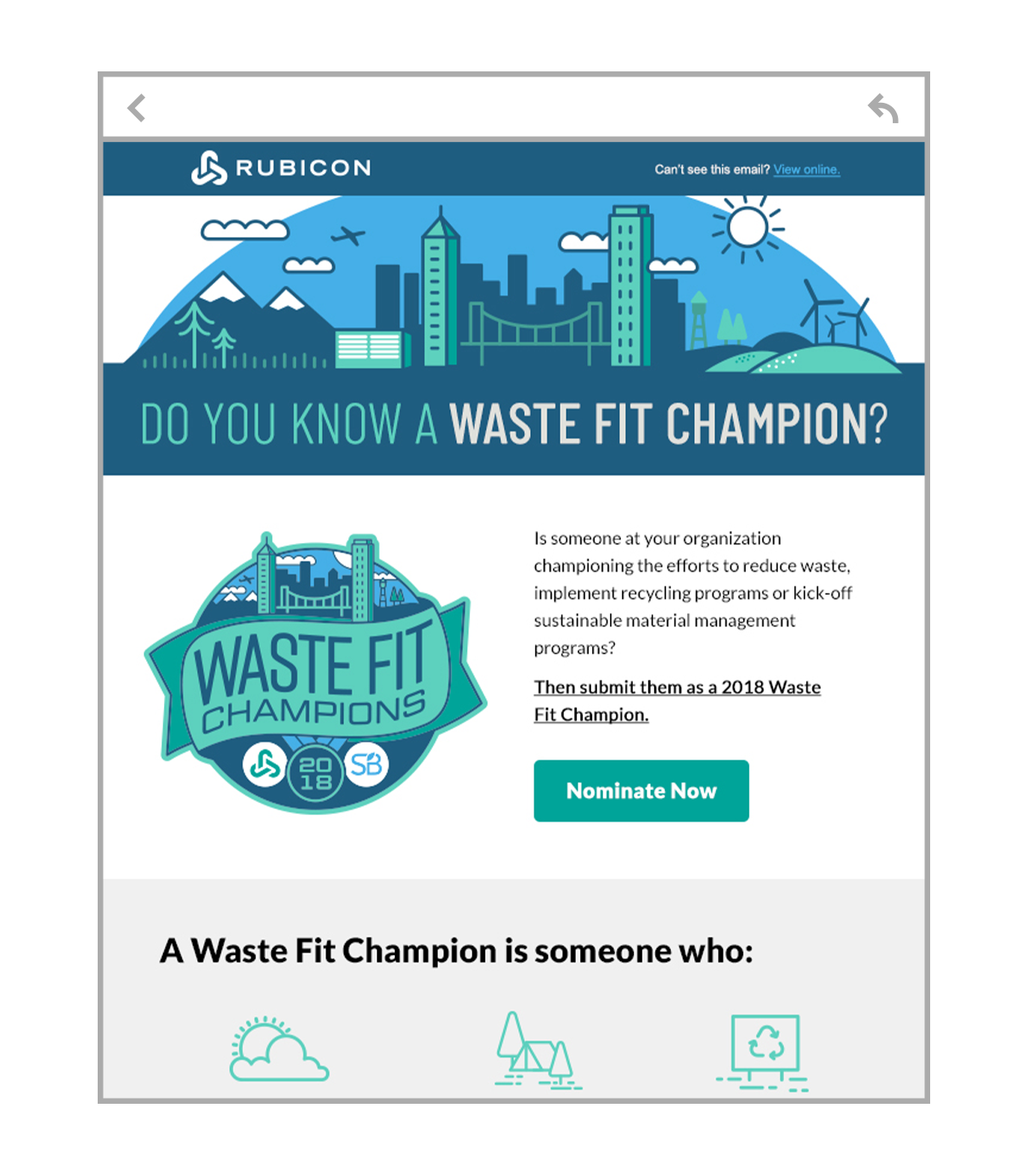 Do you know a Waste Fit Champion email campaign design