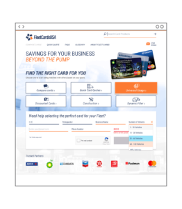 Homepage design for FleetcardsUSA website