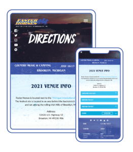 Faster Horses Music Festival Directions Page Desktop and Mobile