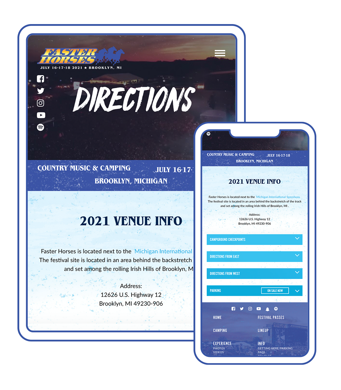 Faster Horses Music Festival Directions Page Desktop and Mobile