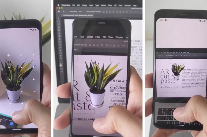 Augmented Reality AR copy and paste functioning with cell phone