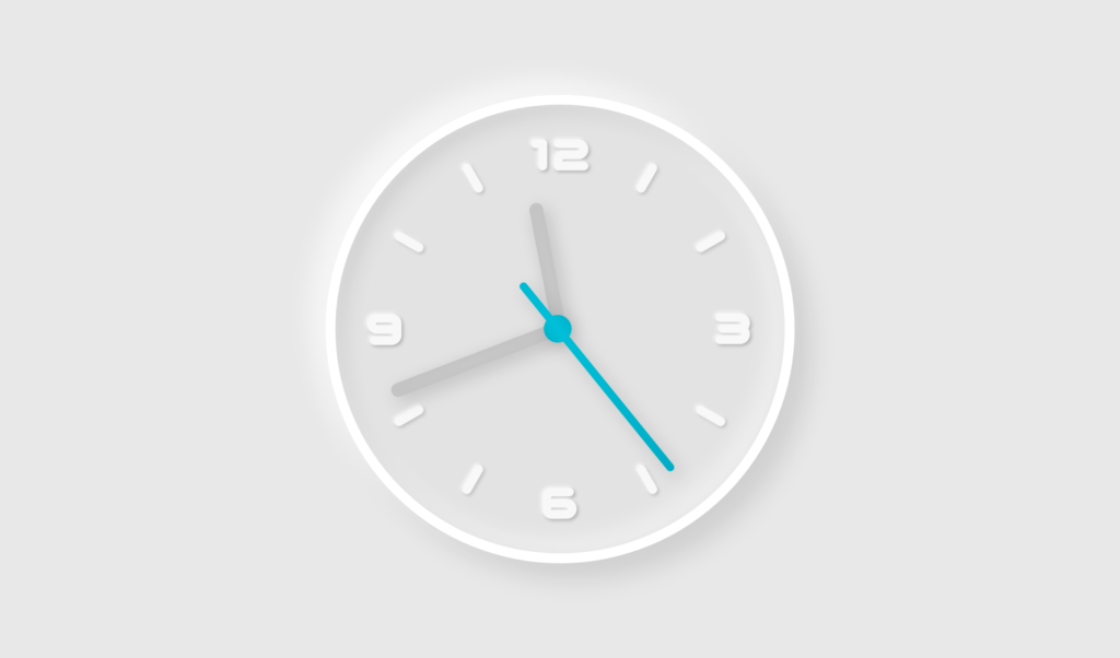 analog clock design with dimensional neumorphism styling
