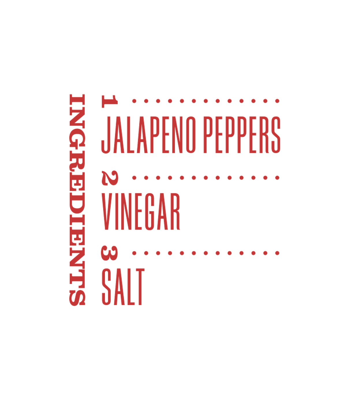 ingredients list for Yi-Yi hot sauce including jalapeno peppers, vinegar and salt