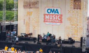 Large Riverfront Stage mesh backdrop at CMA Fest