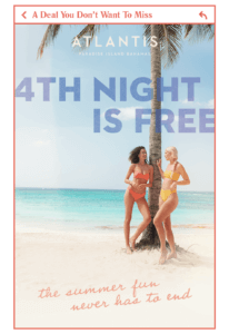 Wireframe mockup of email browser with email header design that reads: "4th Night Is Free. The summer fun never has to end"