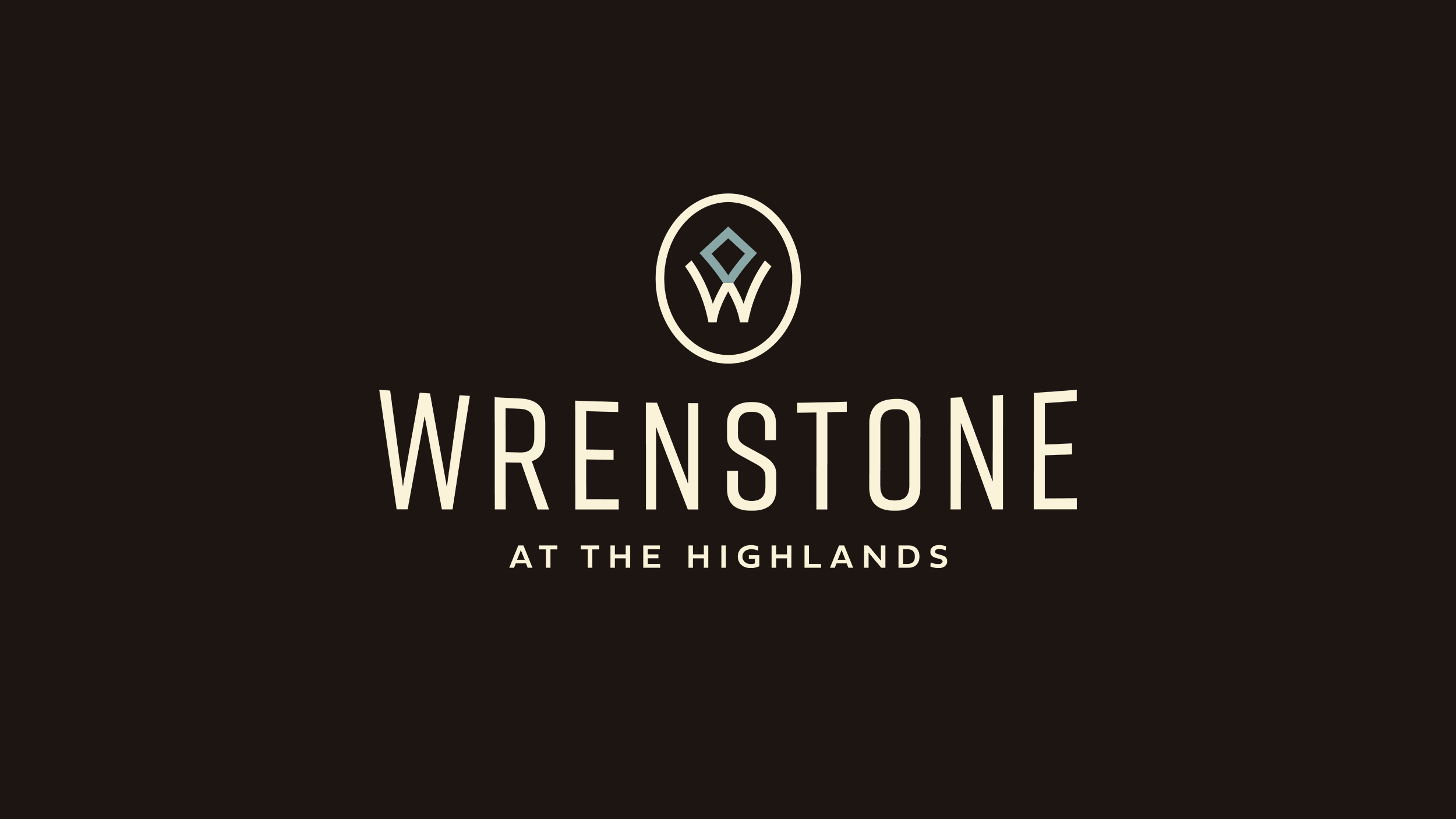 cream Wrenstone at the Highlands logo on a black background
