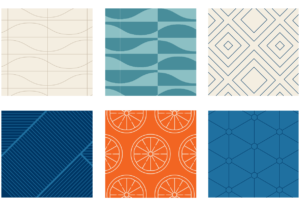 6 DSR brand patterns laid out in a grid
