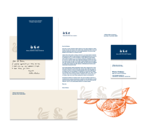 Disney Swan tri-property stationary including envelope, thank you card, business card and letterhead