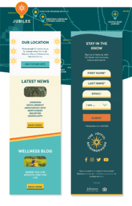 Two images displaying landing page design in top of an illustrated map design