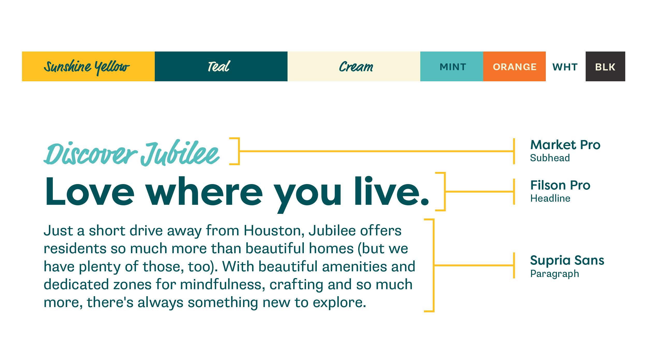 ST8MNT_Jubilee-Work_Typography Jubilee brand information showing colors and typography