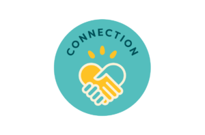 Connect Badge (yellow and teal hand reading "Connection")