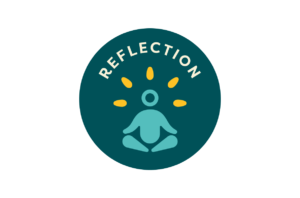 Connect Badge (teal person meditating reading "Reflection")
