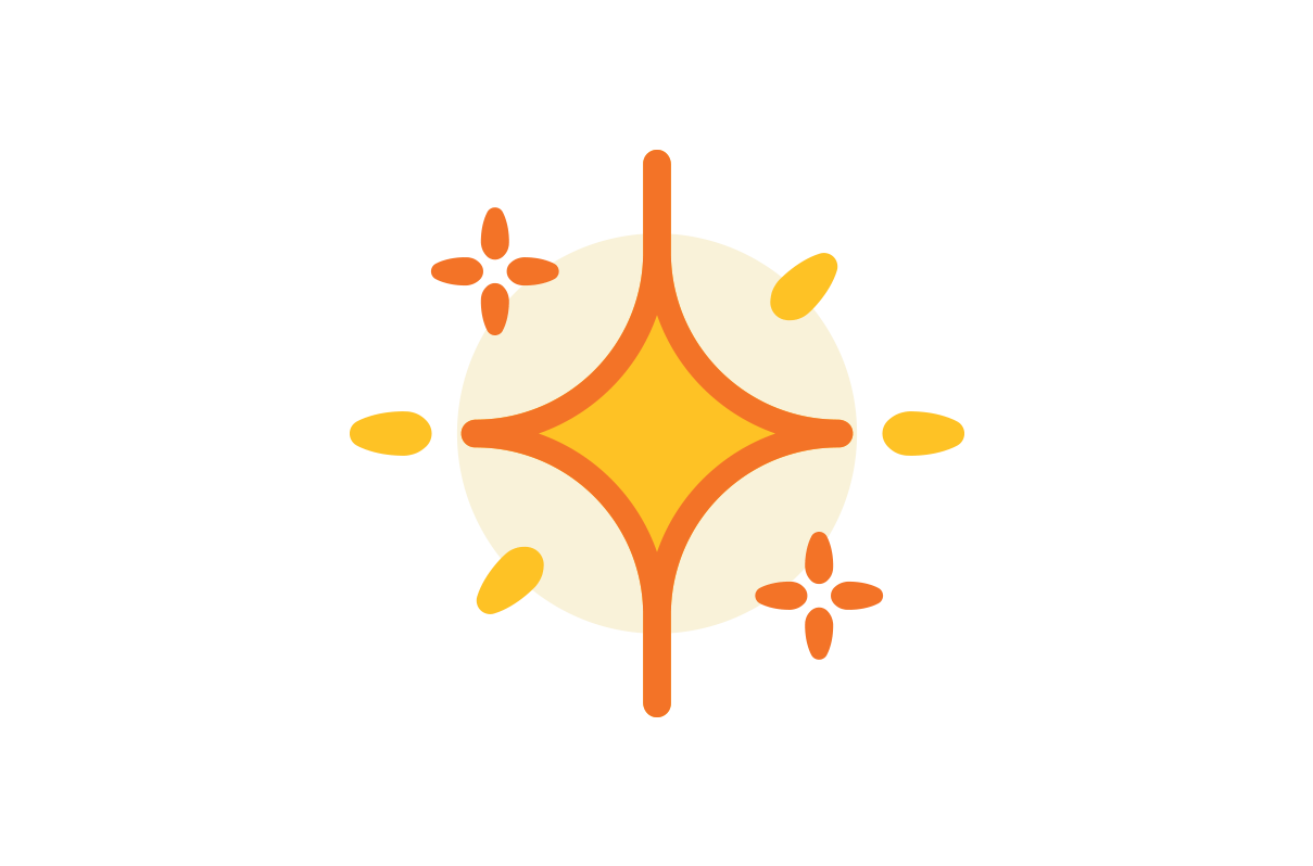 Inspire Full Color Icon (yellow and orange sparkle)