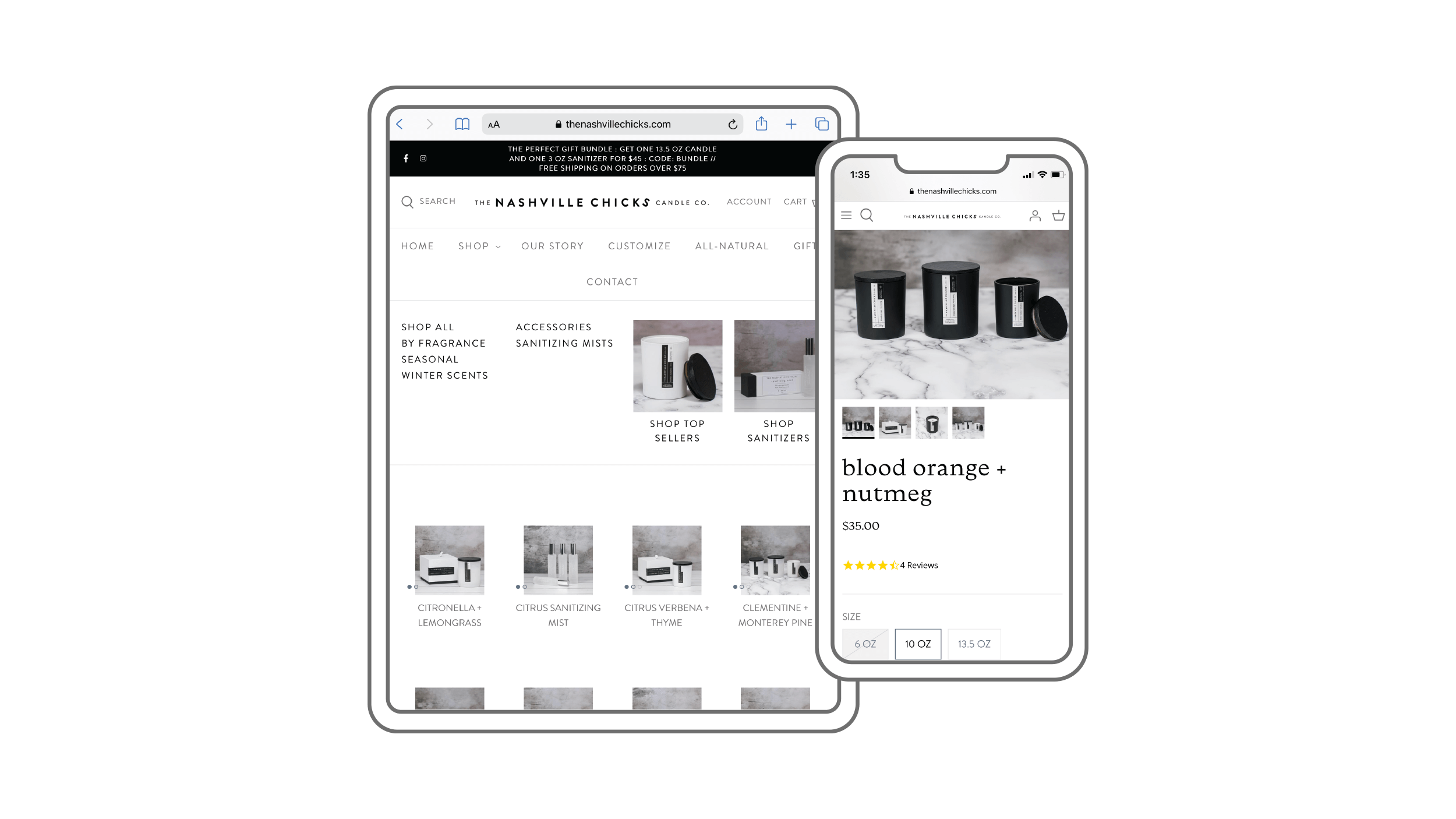Wireframe iPad and iPhone showing NCCC shop pages