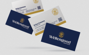 Wellengood business cards on light background