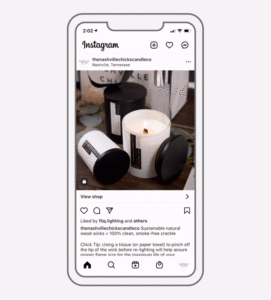 Gif of Instagram ad for NCCC with the product tags appearing