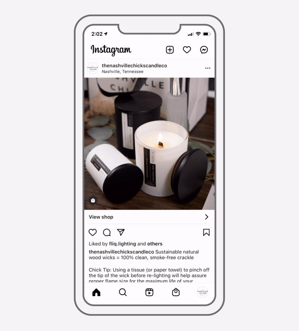 Gif of Instagram ad for NCCC with the product tags appearing