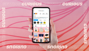 iPhone mockup of Stitcher Instagram feed with grid of Getting Curious posts