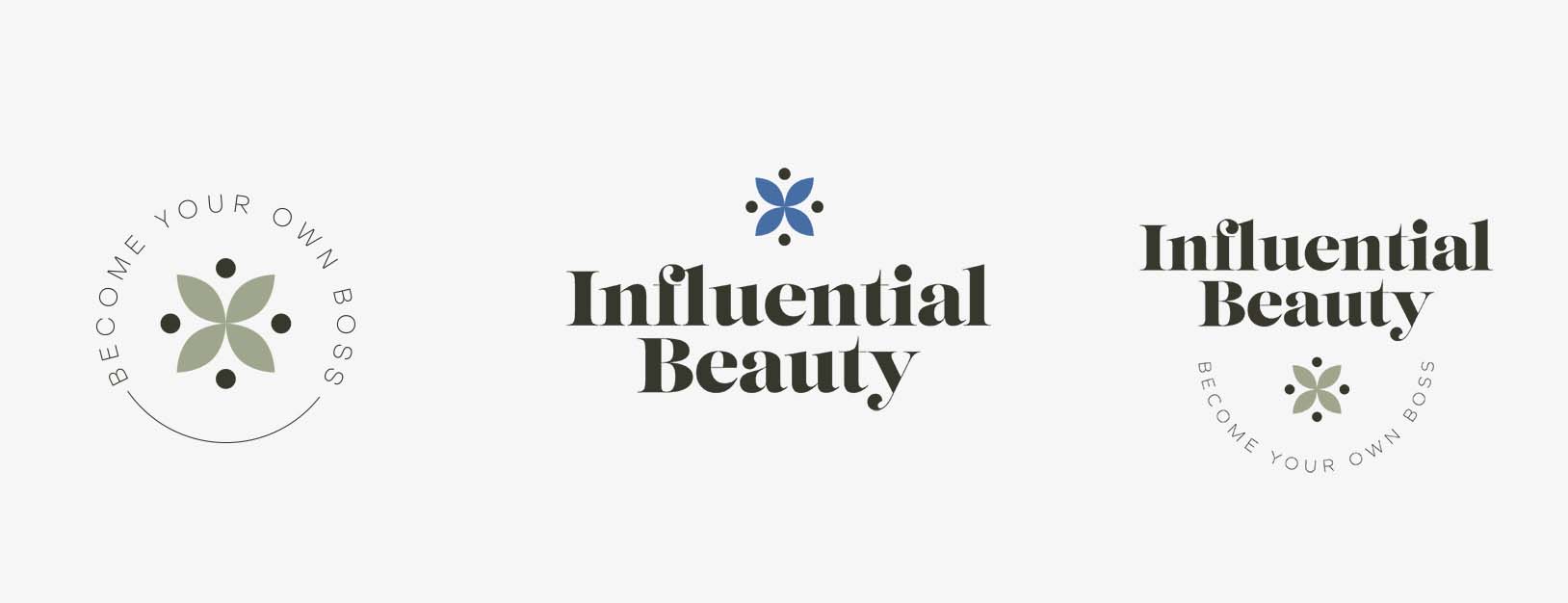 Influential beauty logo iterations