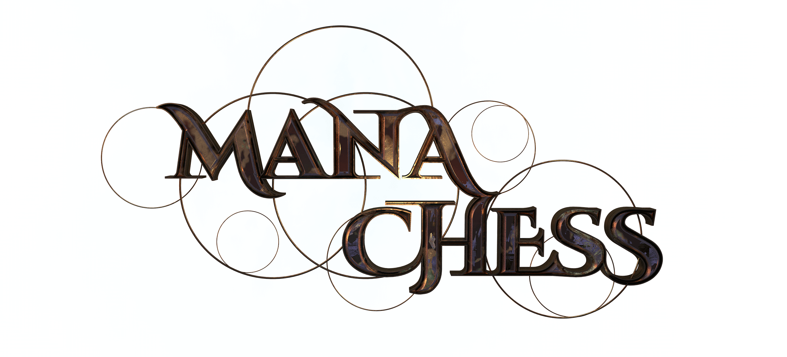 3D rendered Mana Chess logo with weathered medal