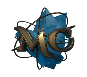 3D rendered MC icon with a gemstone and rings around it