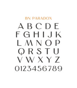 BN Paradox brand font showcasing all the characters