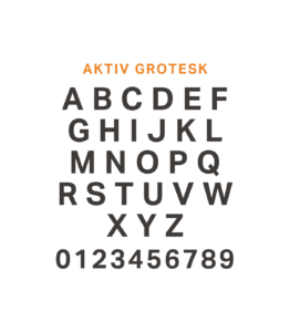 Aktiv Grotesk brand font showcasing all the characters