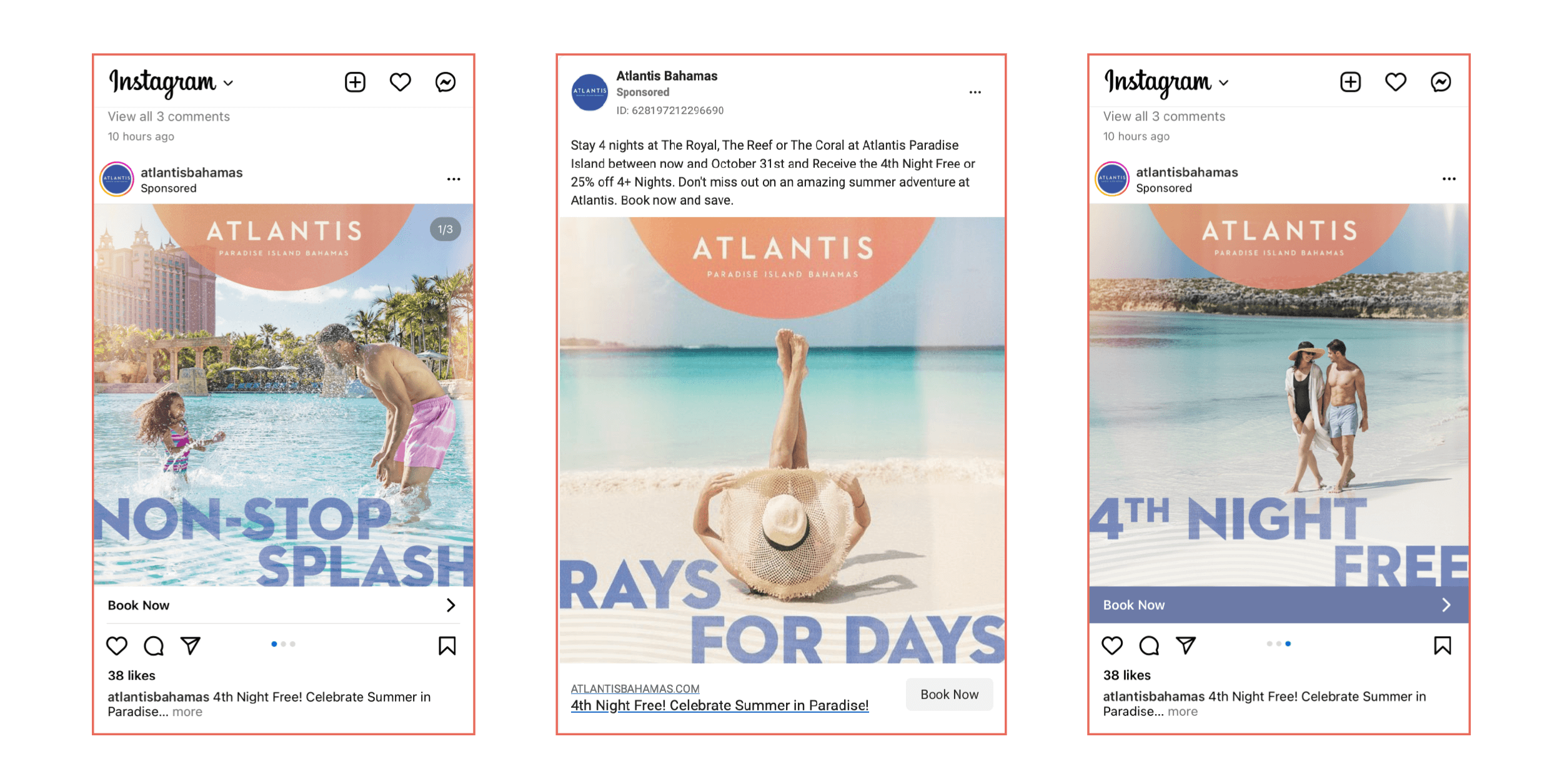 example Atlantis Bahamas paid instagram ads in action