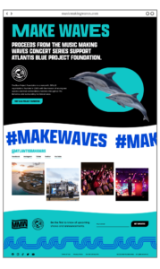 Linework mockup of Music Making waves website showing the "Make Waves" page on desktop