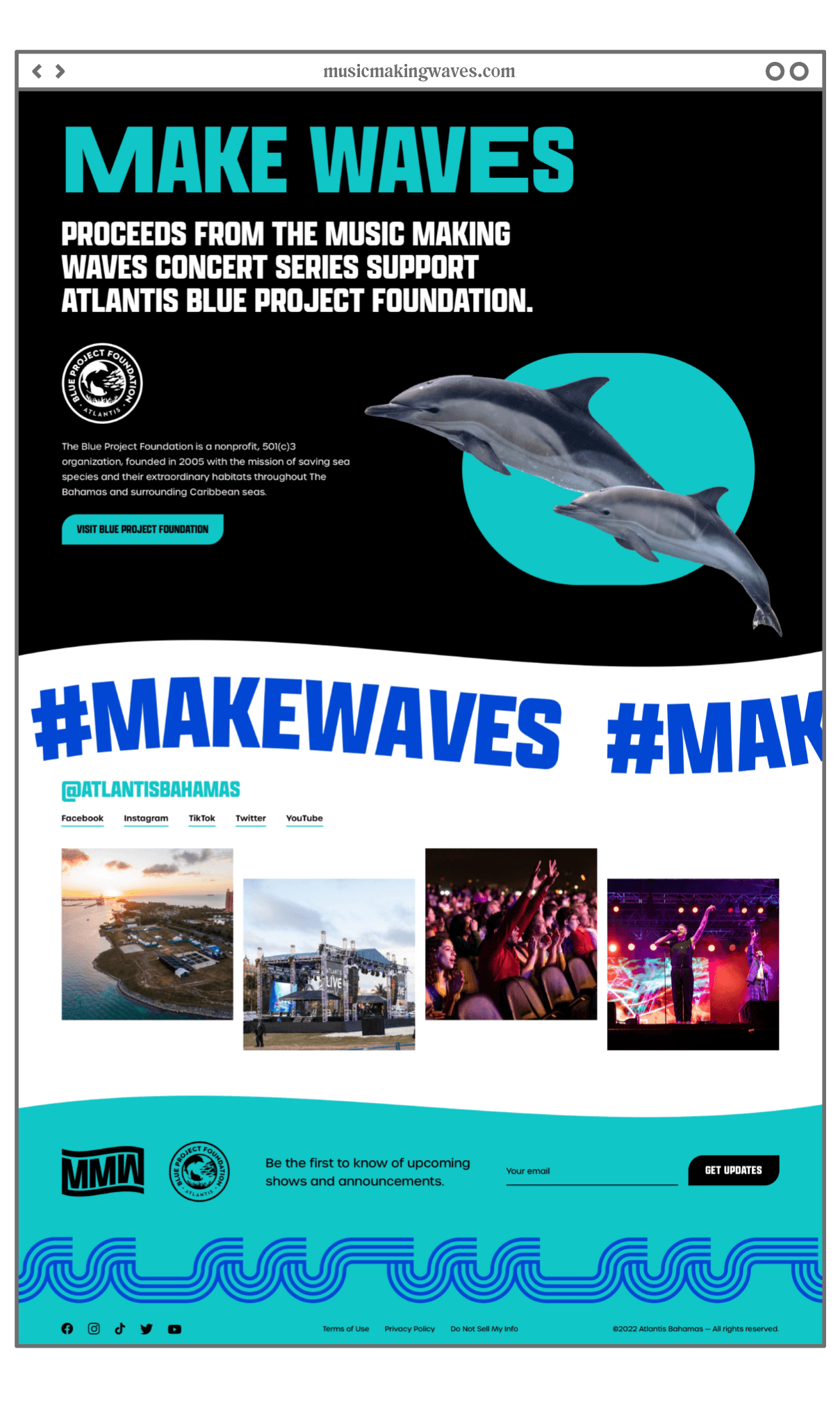 Linework mockup of Music Making waves website showing the 