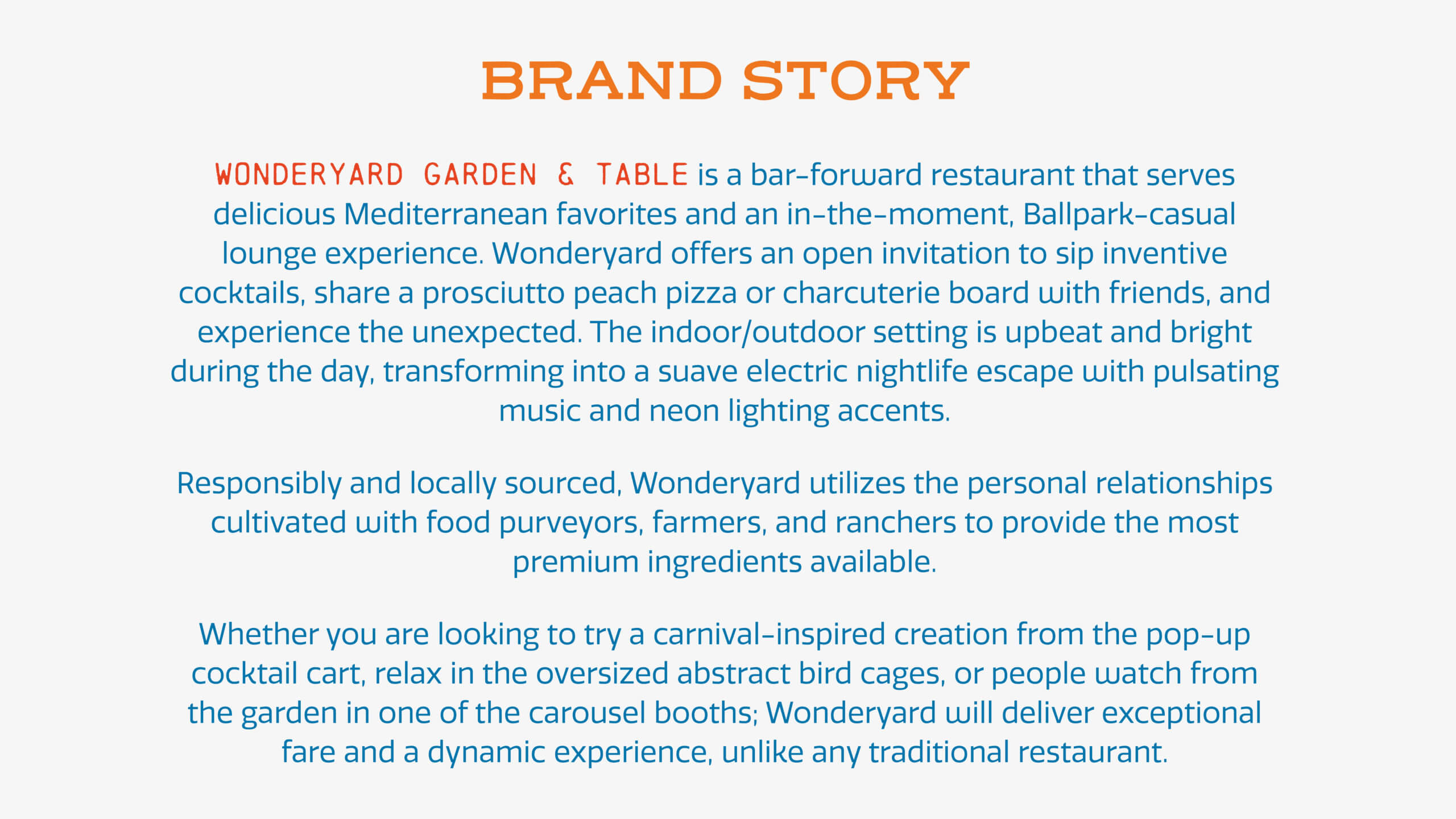 wonderyard restaurant brand story