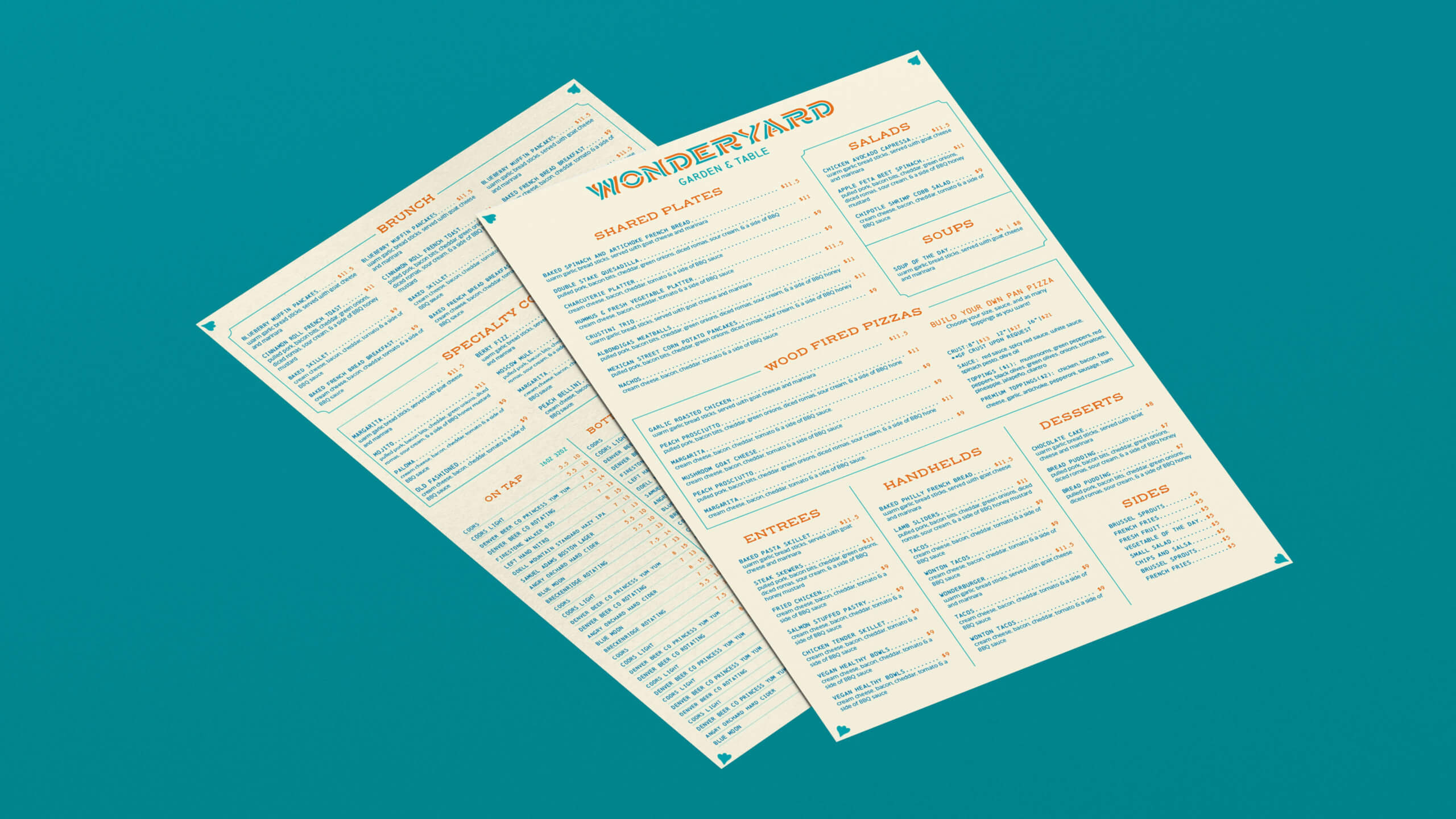 wonderyard restaurant menu design
