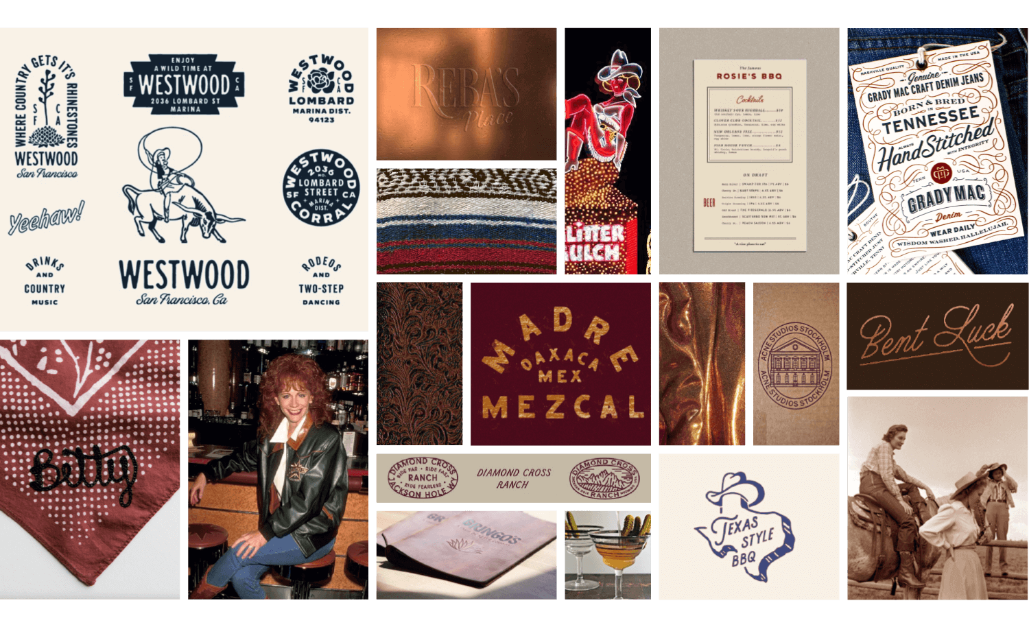 Moodboard of images serving as inspiration for Reba's Place