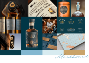 Otherland Society Moodboard featuring images of rum bottles, people, maps and colors
