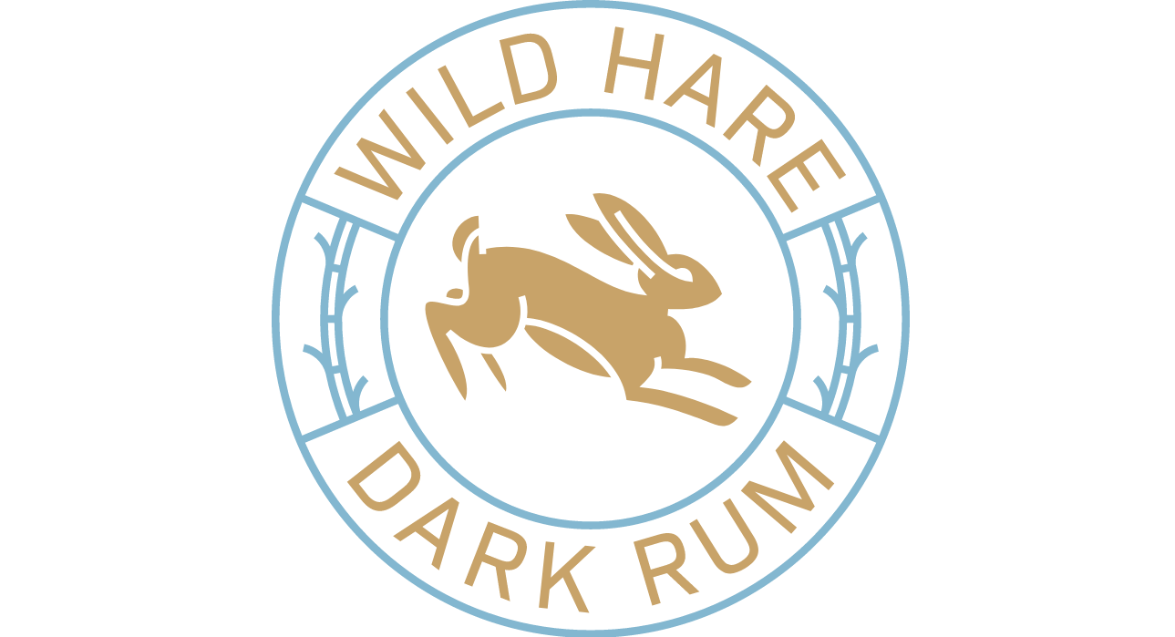 Wild Hare Dark rum crest featuring rabbit illustration and surgarcane details