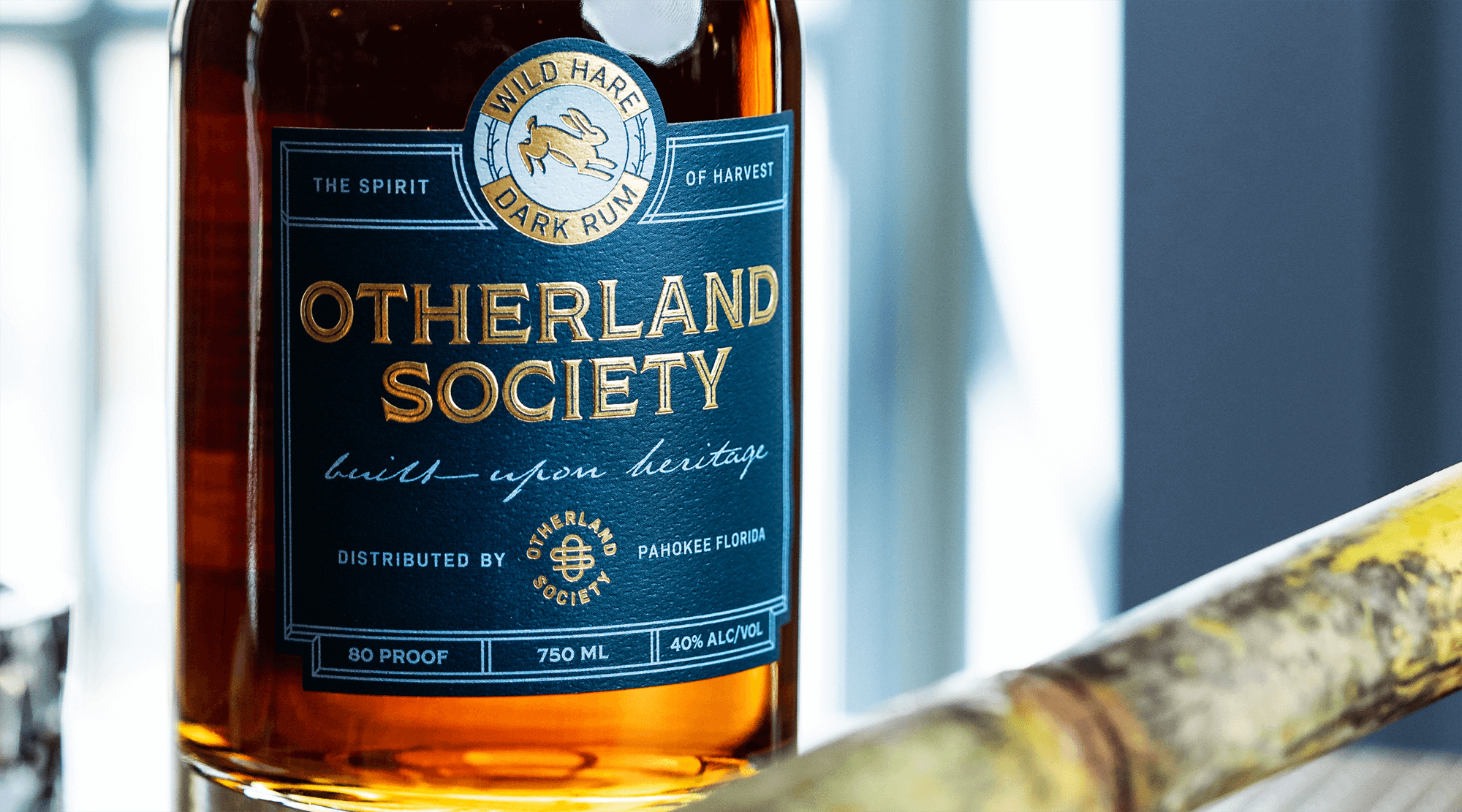 Close up image of Otherland Society Wild Hare Dark Rum label