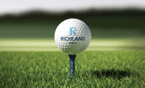 Gif rotating through images of the Richland Country Club logo suite mockup up and presented on various mediums