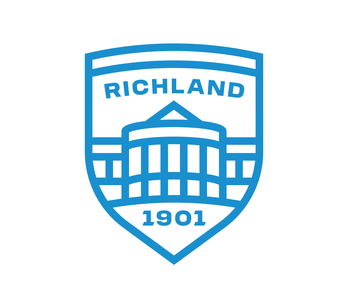 Richland Country Club crest in light blue