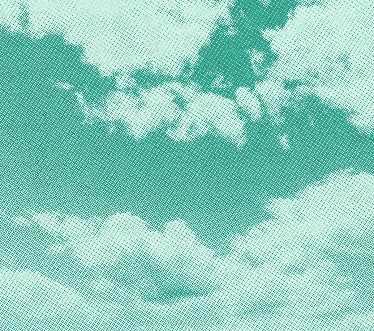 Halftone image of clouds in mint and teal