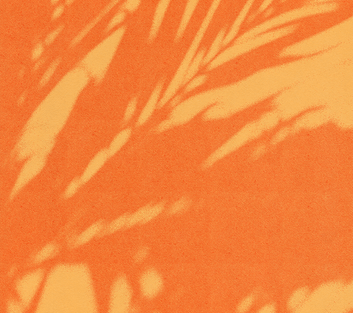 Halftone image of a palm tree shadow in orange peel and peach
