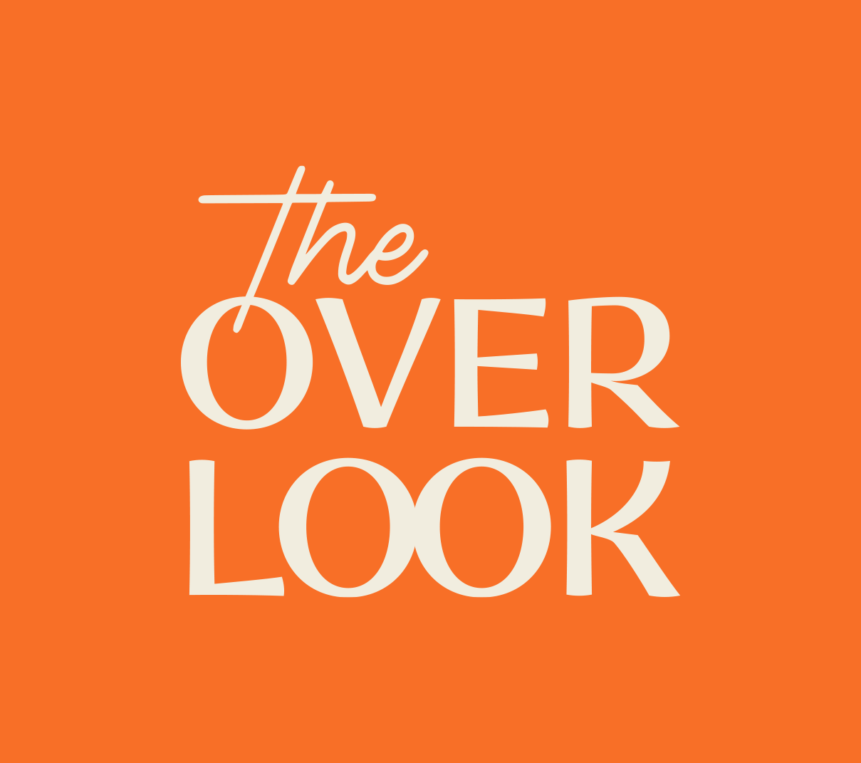 The Overlook horizontal logo on orange background