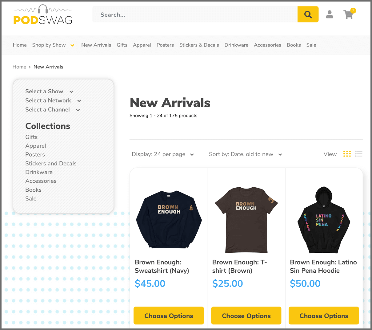 new arrivals collections page podswag