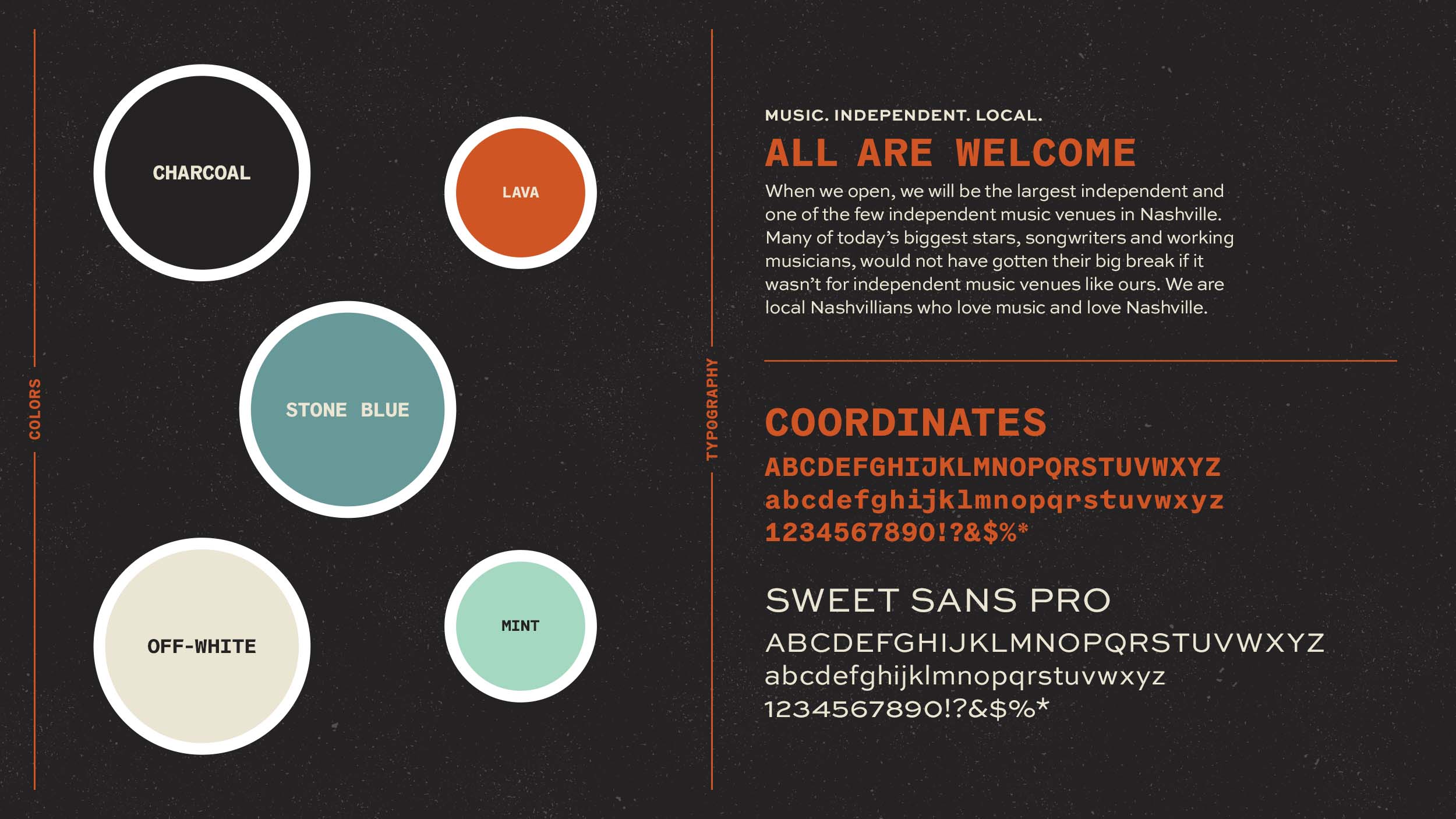 Cannery Hall color palette and brand typography system.