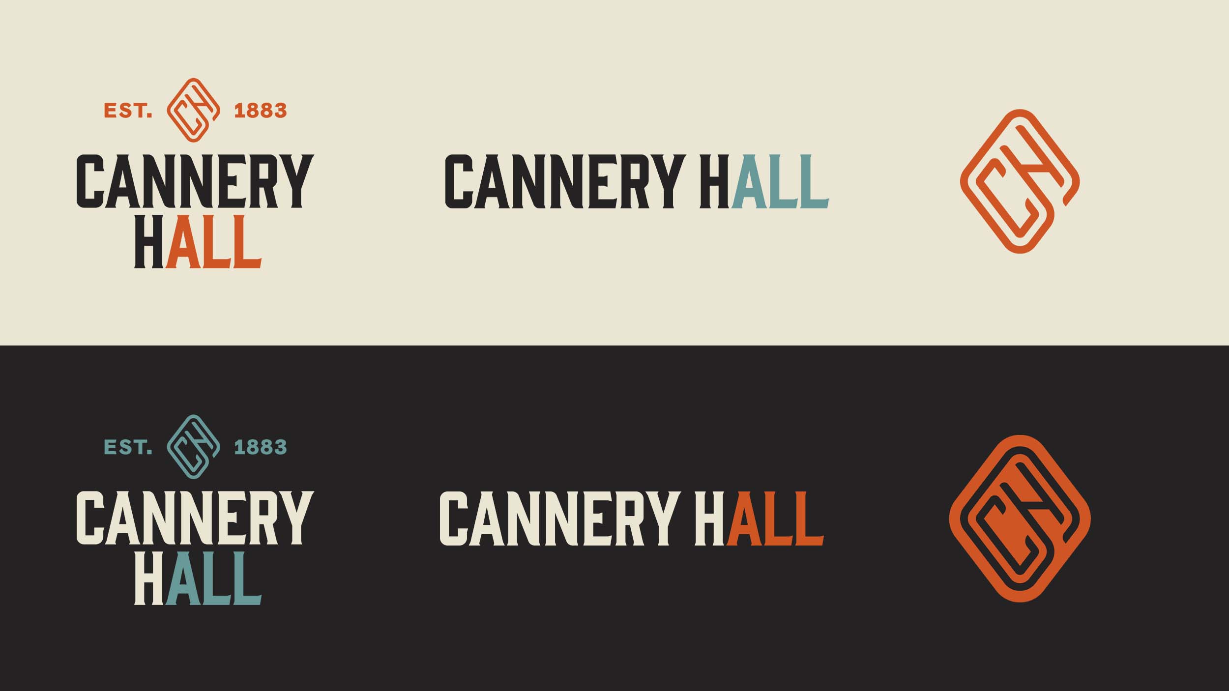 Variations of the Cannery Hall logo lockup.