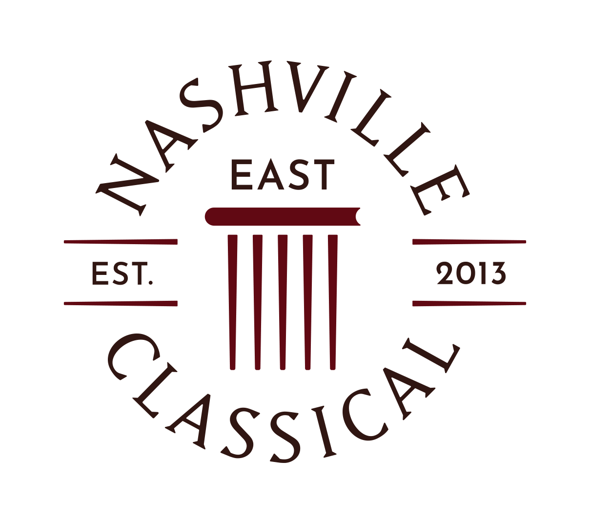 Circular logo mark for Nashville Classical Charter School as updated identity designed by ST8MNT