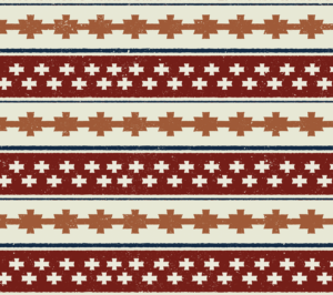 A southwestern pattern is created using shapes, lines, and different brand colors