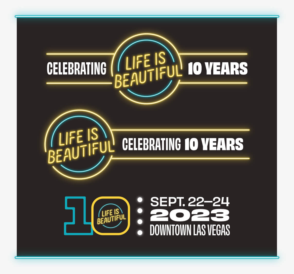Life Is Beautiful 10 year anniversary badges